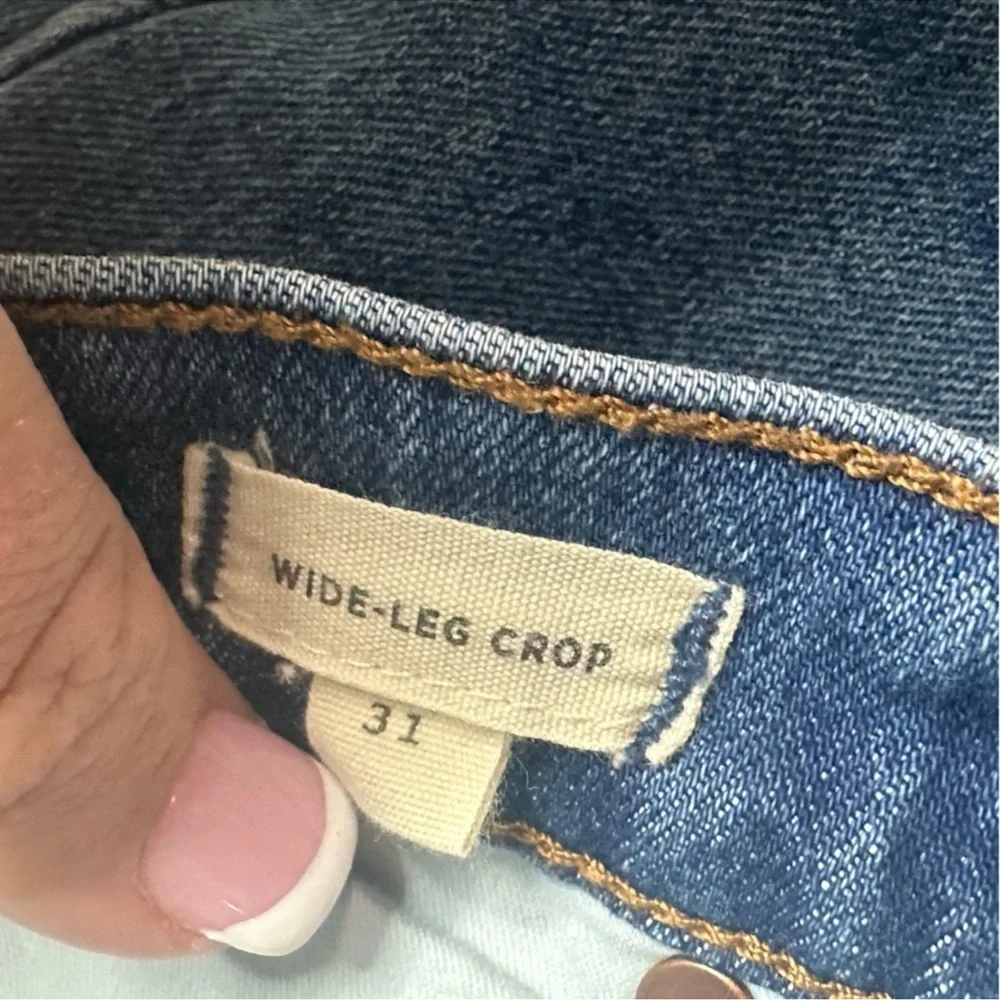 Madewell Two-Tone Blue Wide Leg Flare Cropped Gusset Jeans Size 31 - Picture 8 of 14